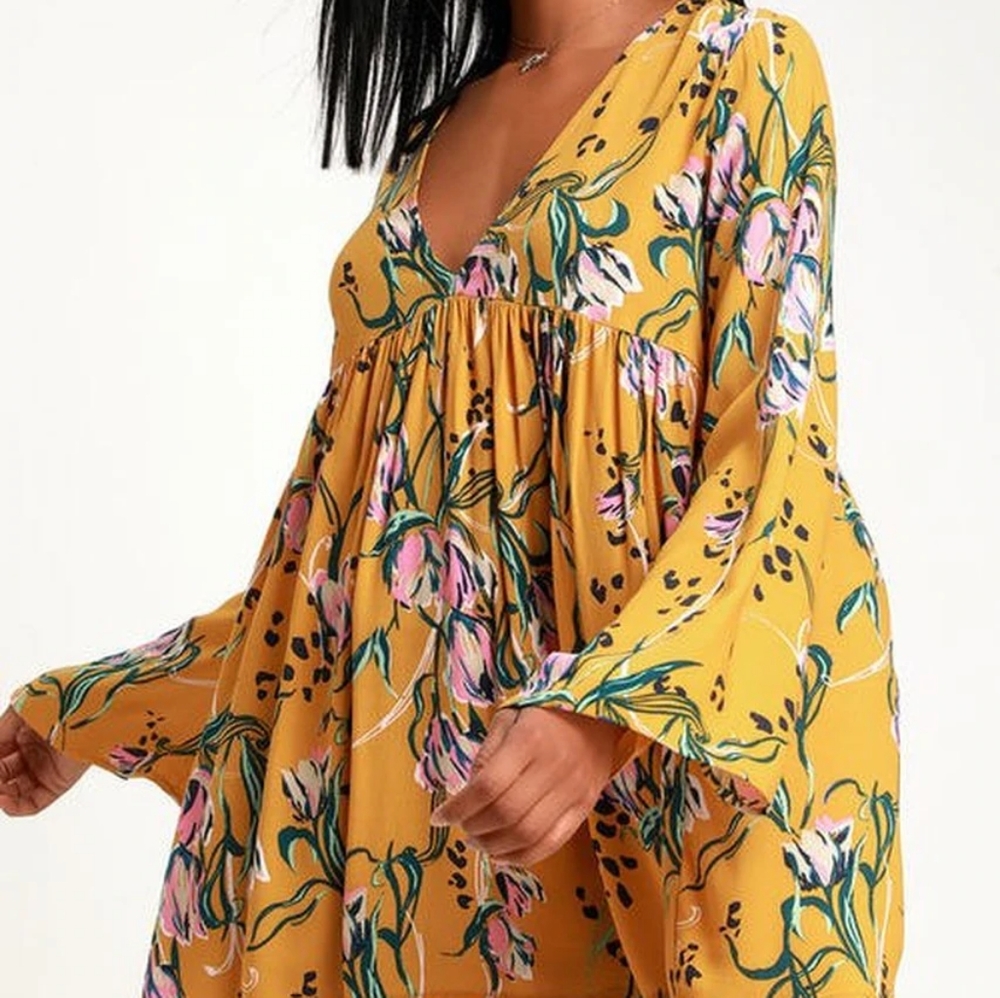 Free People Yellow Bella Print Tunic SP - Picture 3 of 7